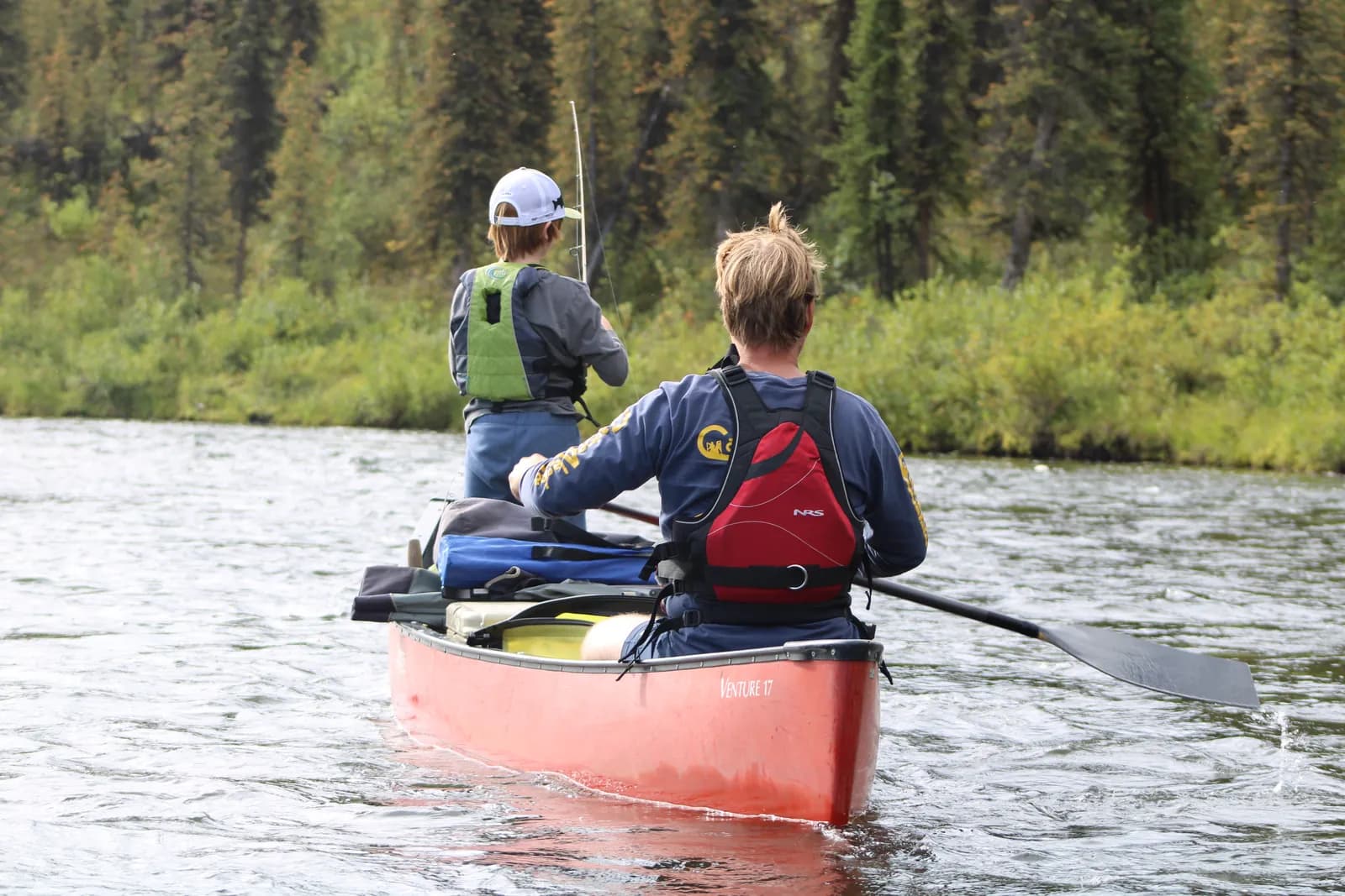 Kayakers on the scenic Lower Chena River float near Fairbanks