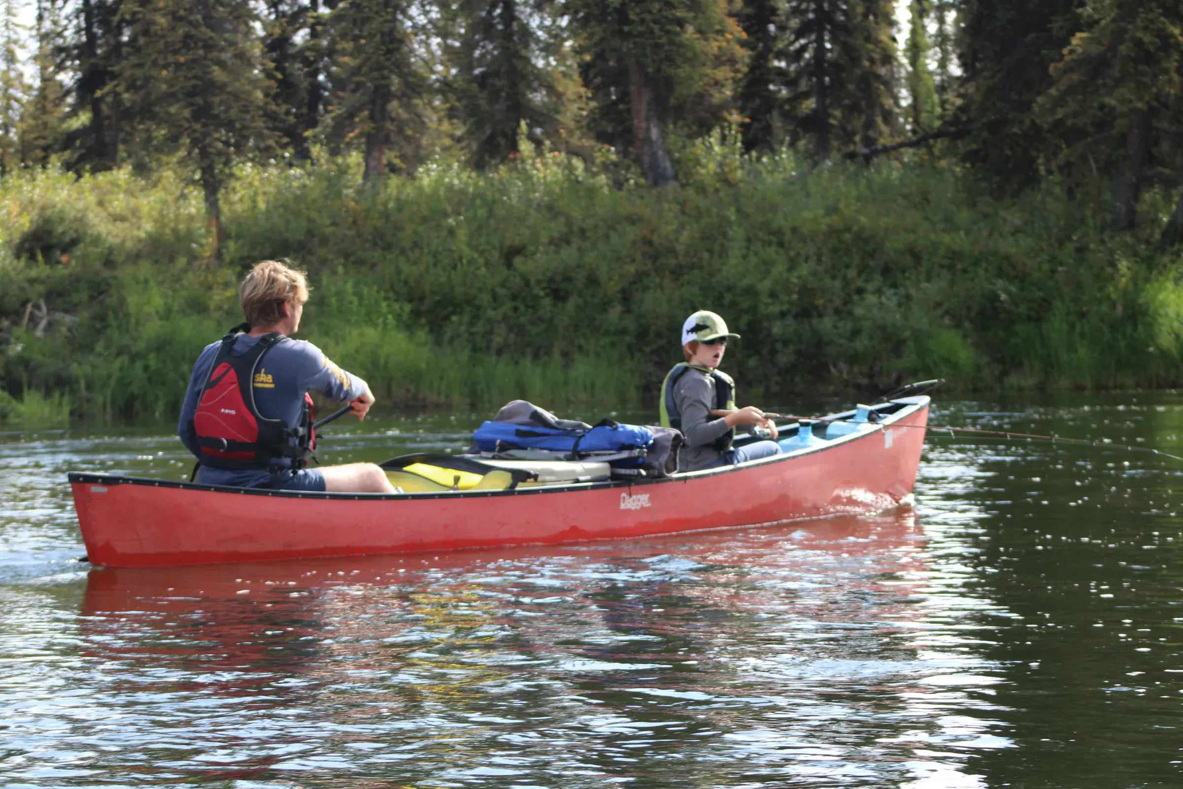 Kayakers on the scenic Lower Chena River float near Fairbanks